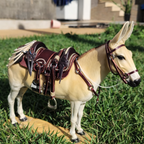 Miniatura Mula com Arreio Banana Completo – Artesanal