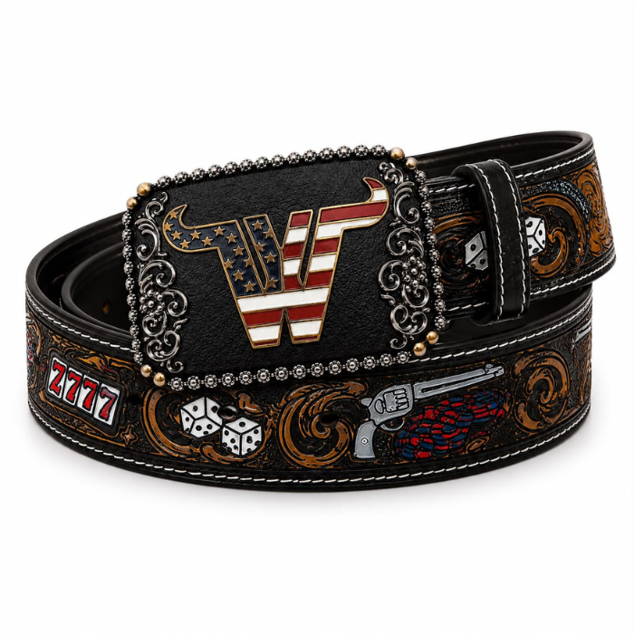 Cinto Country Personalizado com Fivela Exclusiva W – Estilo Cassino