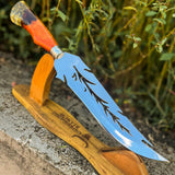 Faca Artesanal Modelo Pluma – Cabo folhas de ouro – Edição Colecionador