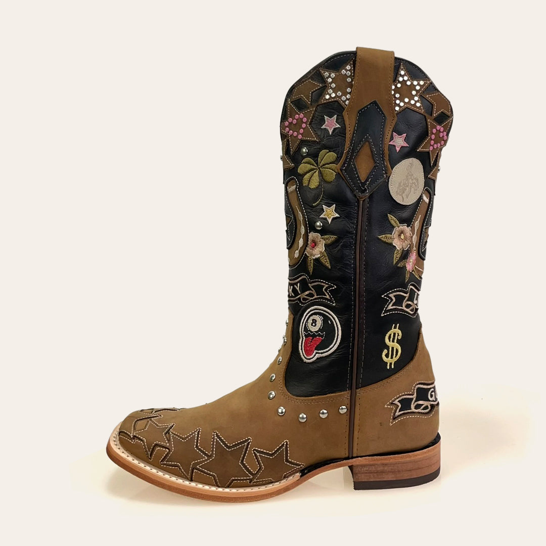 Bota Feminina Texas Center Atlanta Bico Quadrado Couro Bovino Nacional 263201-CC