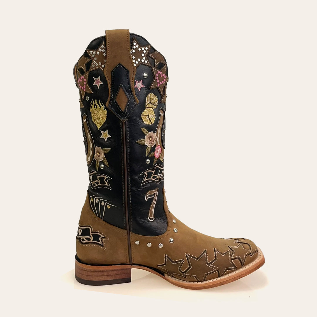 Bota Feminina Texas Center Atlanta Bico Quadrado Couro Bovino Nacional 263201-CC