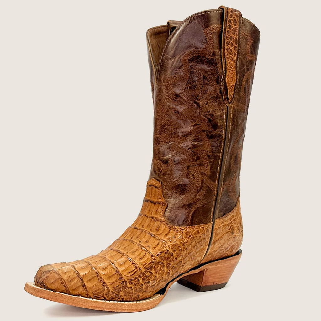 Bota Feminina Texas Center Bico Fino Couro Jacaré Atlanta Caramel 246801-JC
