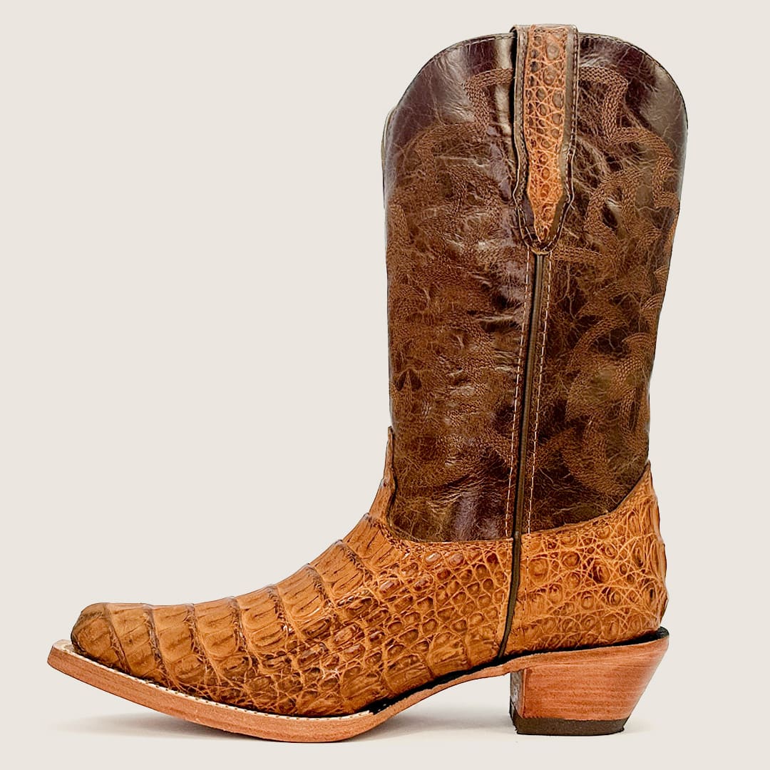 Bota Feminina Texas Center Bico Fino Couro Jacaré Atlanta Caramel 246801-JC