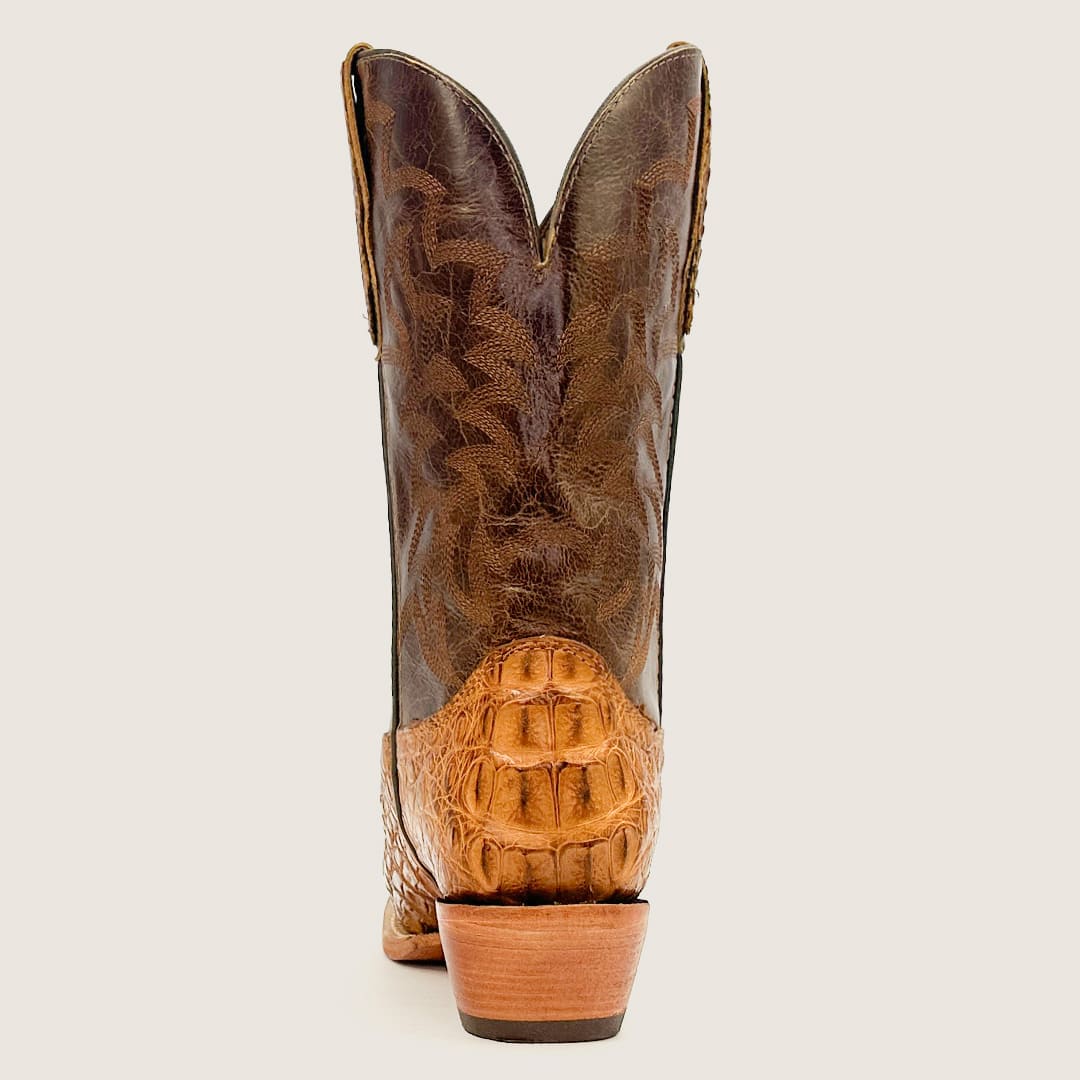 Bota Feminina Texas Center Bico Fino Couro Jacaré Atlanta Caramel 246801-JC