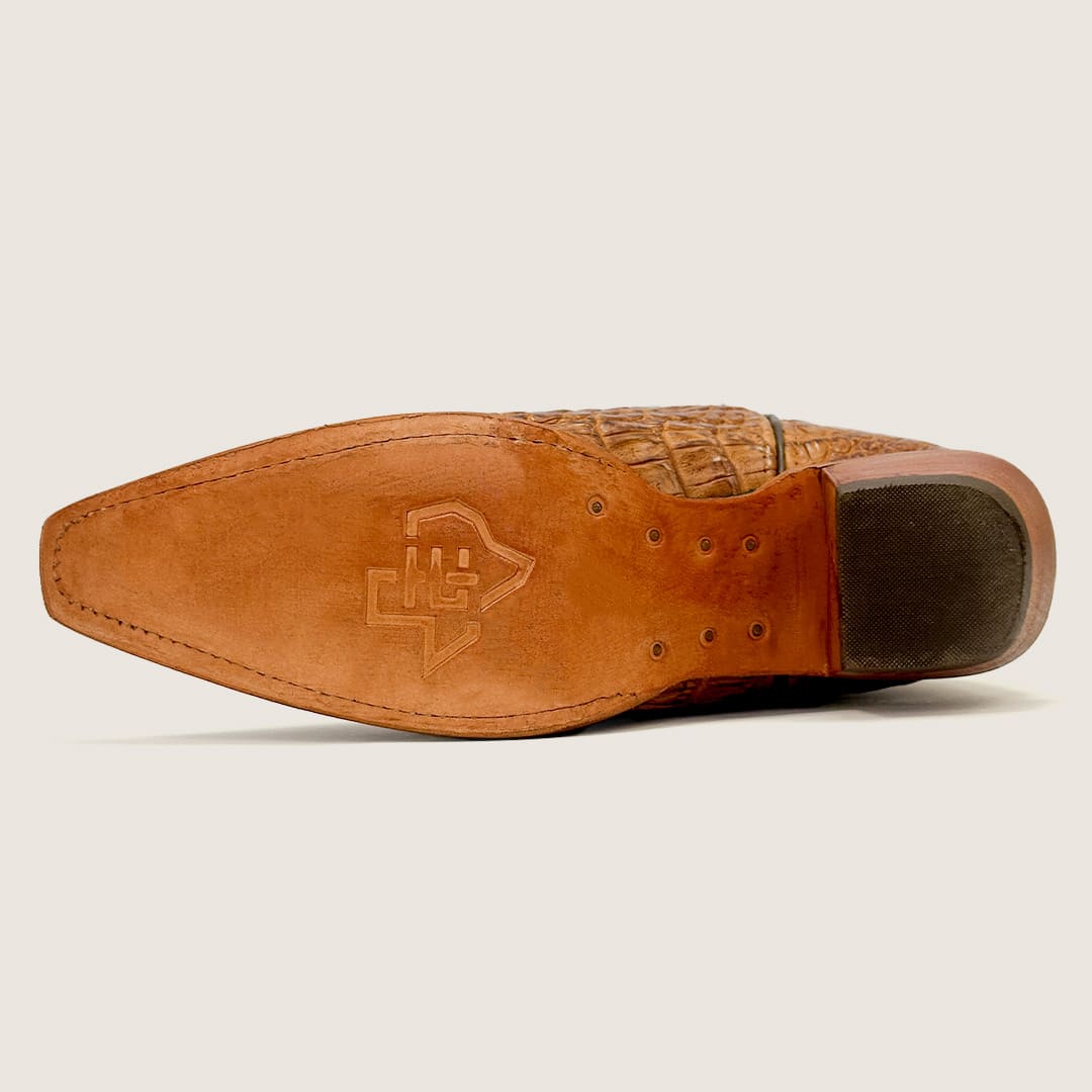 Bota Feminina Texas Center Bico Fino Couro Jacaré Atlanta Caramel 246801-JC