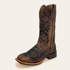 Bota Feminina Texas Center Bico Quadrado Couro Bovino Solado Borracha Nacional 266405-CF