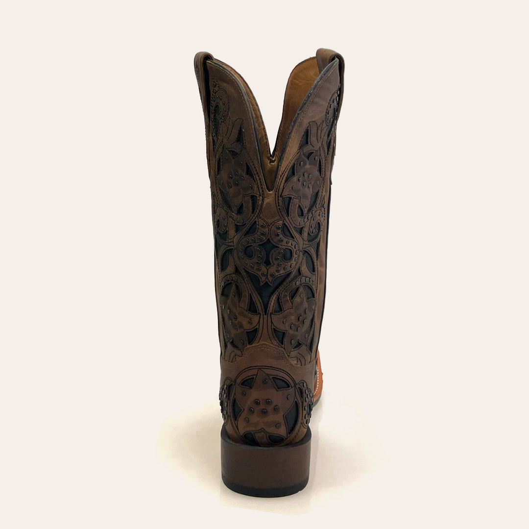 Bota Feminina Texas Center Bico Quadrado Couro Bovino Solado Borracha Nacional 266405-CF