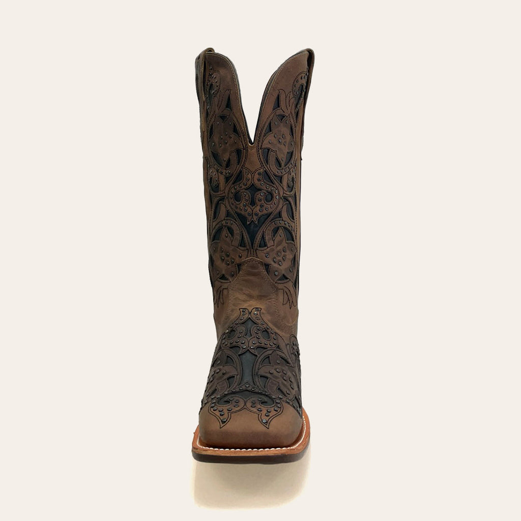 Bota Feminina Texas Center Bico Quadrado Couro Bovino Solado Borracha Nacional 266405-CF