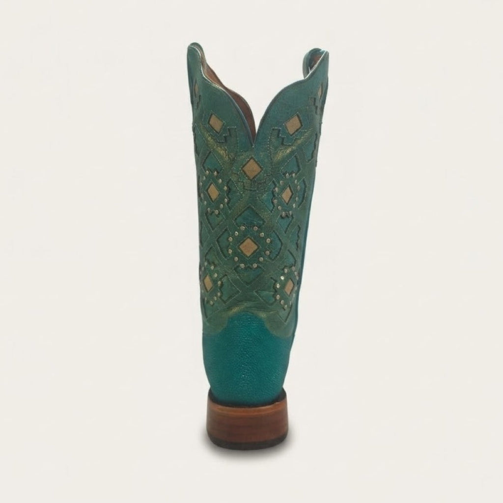 Bota Feminina Texas Center Bico Quadrado Couro de Arraia Nacional 266406-ARC