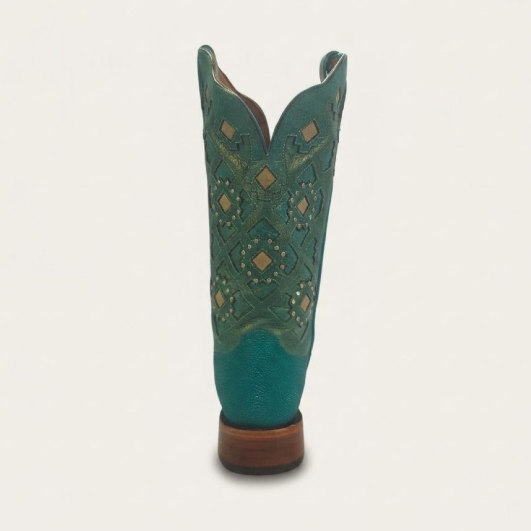 Bota Feminina Texas Center Bico Quadrado Couro de Arraia Nacional 266406-ARC