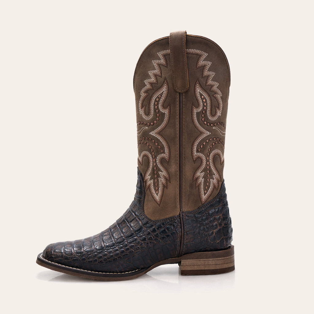 Bota Feminina Texas Center Bico Quadrado Jacaré Tabaco 263206-CF