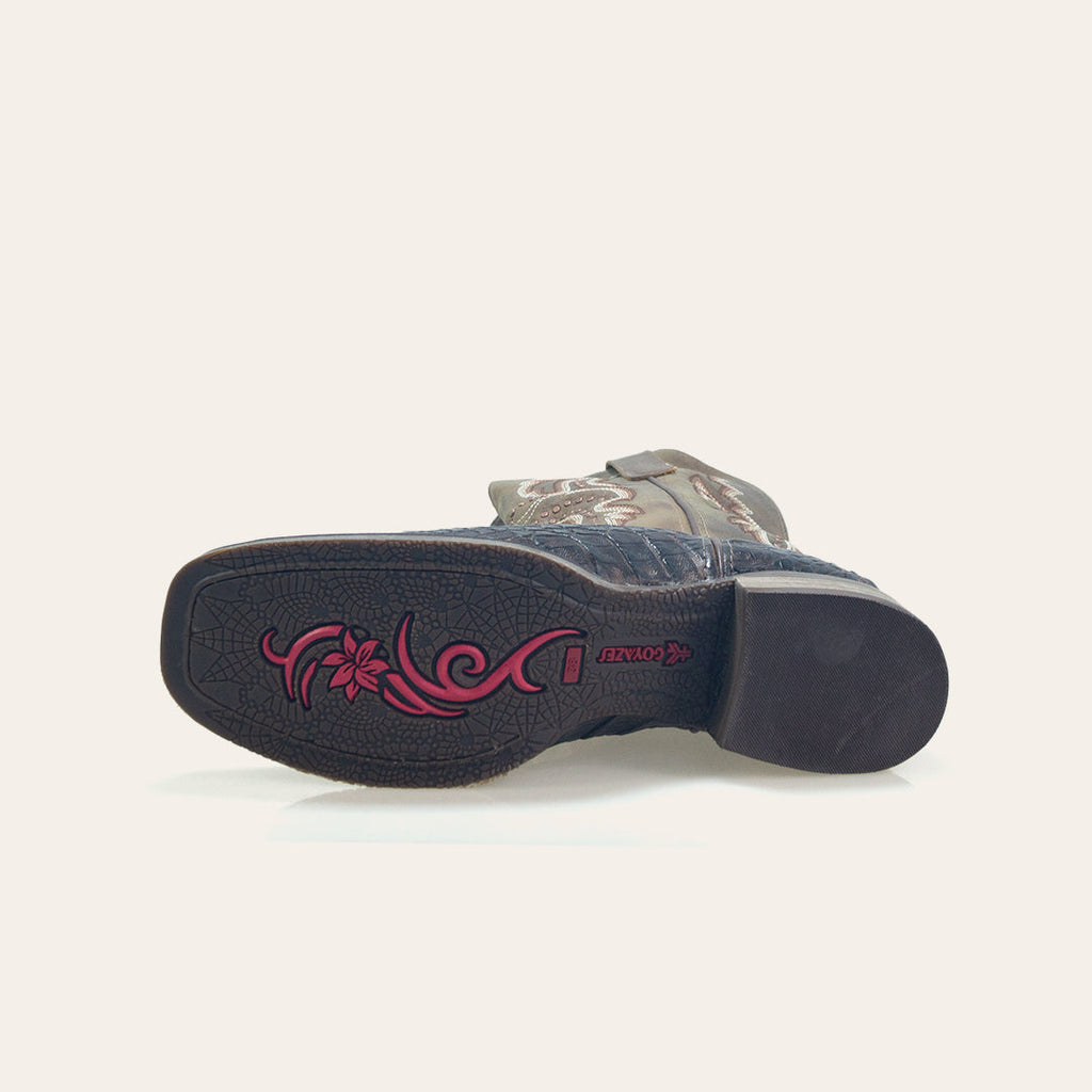 Bota Feminina Texas Center Bico Quadrado Jacaré Tabaco 263206-CF
