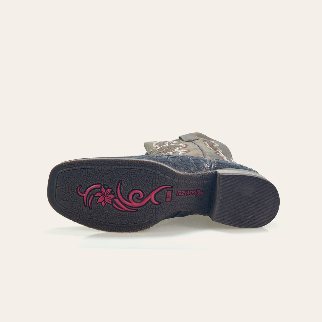 Bota Feminina Texas Center Bico Quadrado Jacaré Tabaco 263206-CF