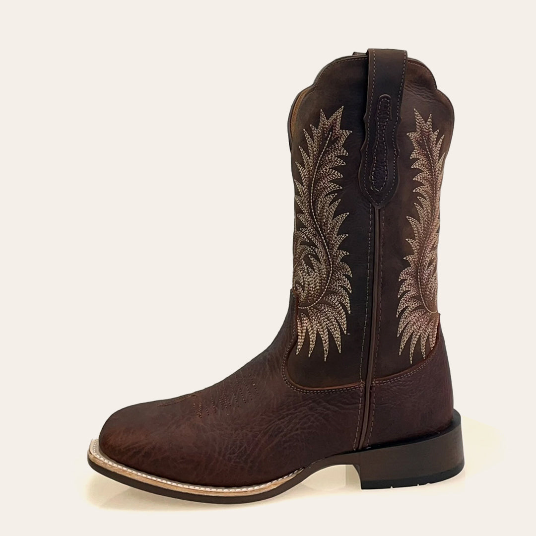 Bota Feminina Texas Center Dakar Bico Quadrado Couro Cabeça Solado Borracha Nacional 266402-CBF