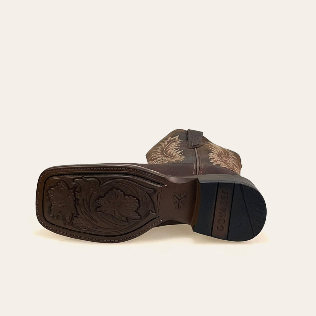 Bota Feminina Texas Center Dakar Bico Quadrado Couro Cabeça Solado Borracha Nacional 266402-CBF