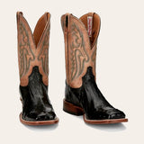 Bota Masculina Importada Tony Lama Castillo Couro de Avestruz Full Quill Onyx EP6094
