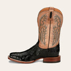 Bota Masculina Importada Tony Lama Castillo Couro de Avestruz Full Quill Onyx EP6094