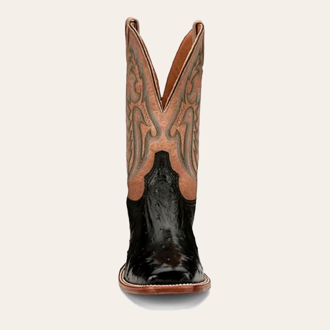 Bota Masculina Importada Tony Lama Castillo Couro de Avestruz Full Quill Onyx EP6094