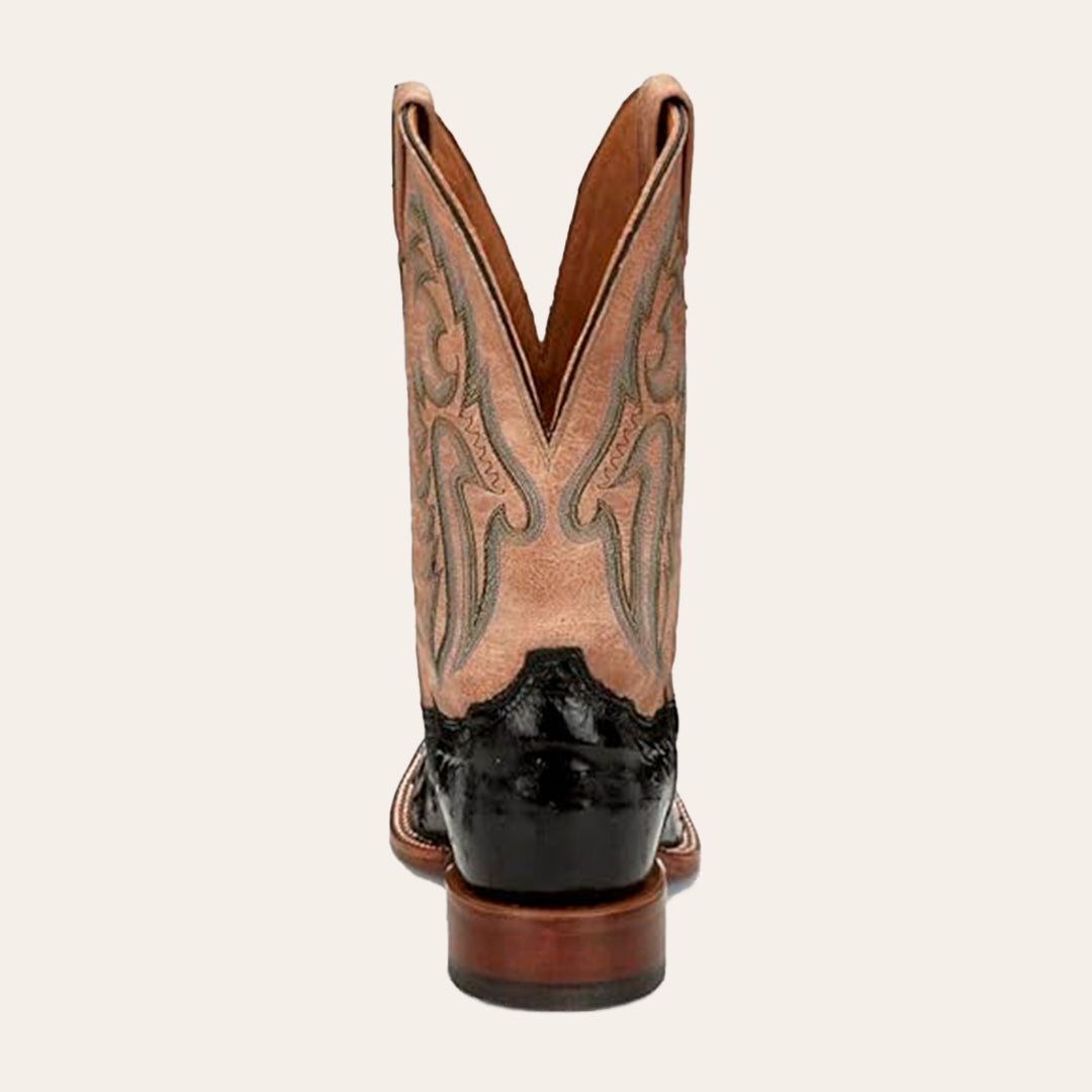 Bota Masculina Importada Tony Lama Castillo Couro de Avestruz Full Quill Onyx EP6094