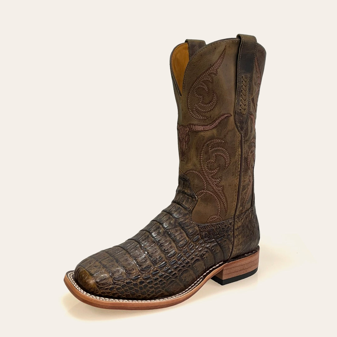 Bota Masculina Texas Center Bico Quadrado Couro Jacaré Nacional 266505-JC