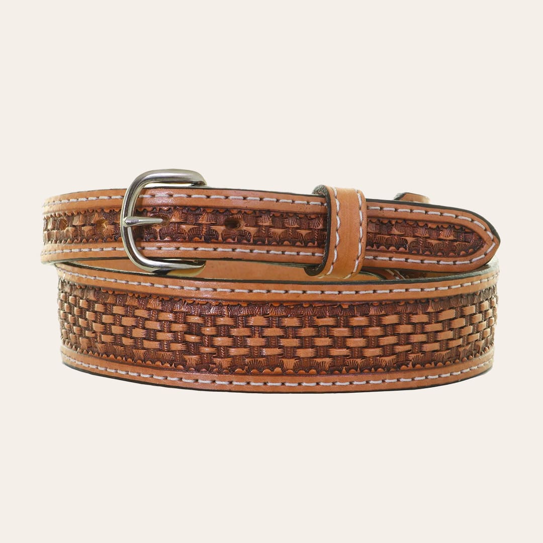 Cinto Masculino Double J Saddlery Basket Weave Couro Importado B574BS