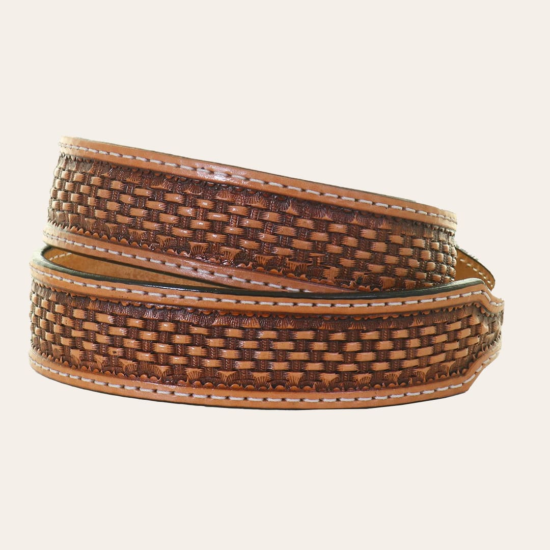 Cinto Masculino Double J Saddlery Basket Weave Couro Importado B574BS
