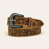 Cinto Masculino Texas Center Marrom Cassino Baixo-Relevo Costura Contrastante 6768
