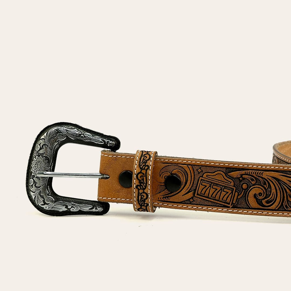 Cinto Masculino Texas Center Marrom Cassino Baixo-Relevo Costura Contrastante 6768