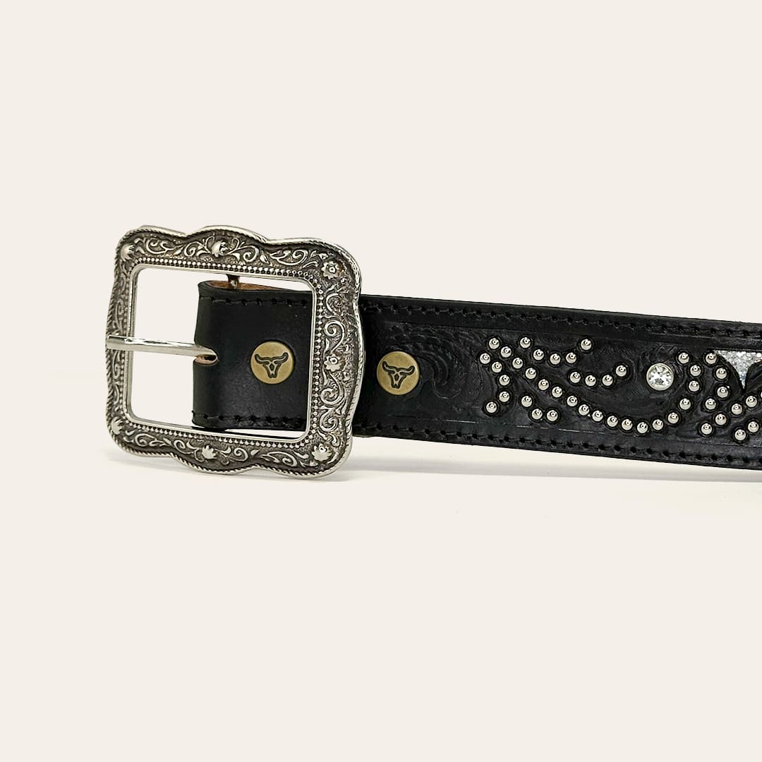 Cinto Paul Western Couro Strass e  Tachinha 447