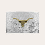 Fivela Iconic Western Longhorn Silver Belt Buckle